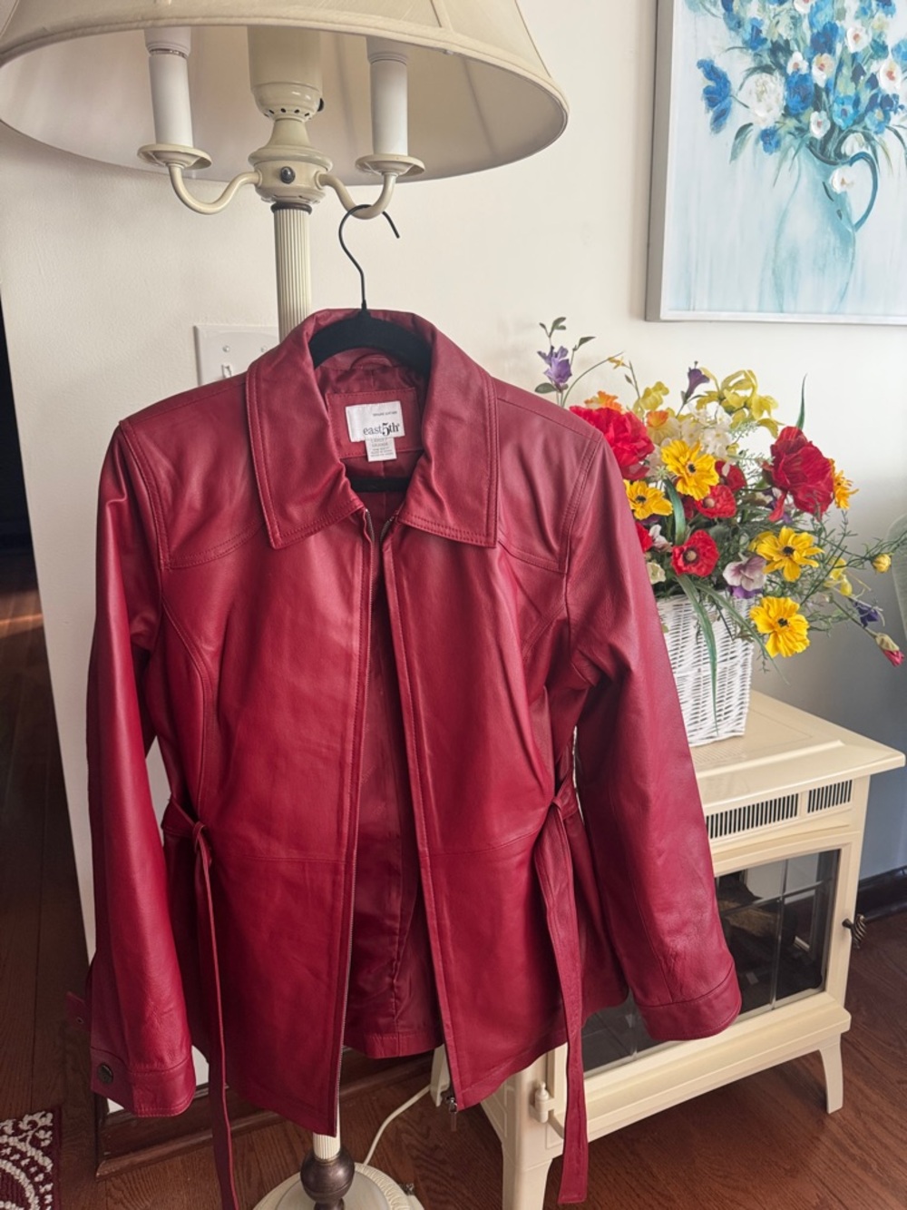 East 5th Red Leather Zip-Front Jacket